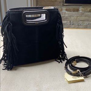 MAJE Black Suede Fringe Purse